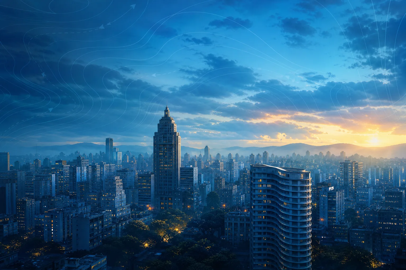 Vista editorial da paisagem urbana de São Paulo sob um céu atmosférico